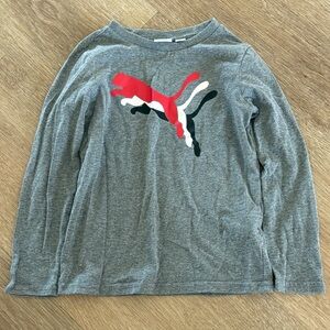 Puma Kids Gray Long Sleeve Tee with Logo, size XS (5/6)